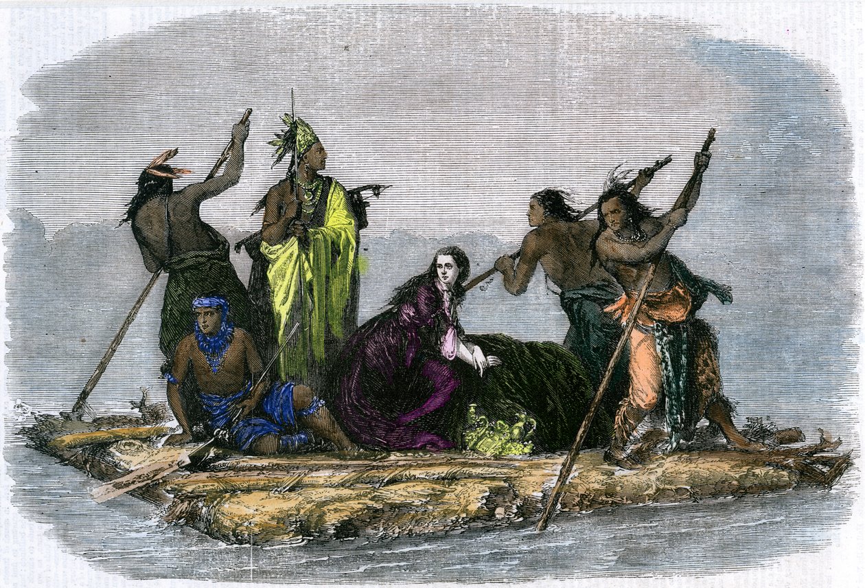 Comancher, der bortfører en fanget pige, c1860 af Unbekannt