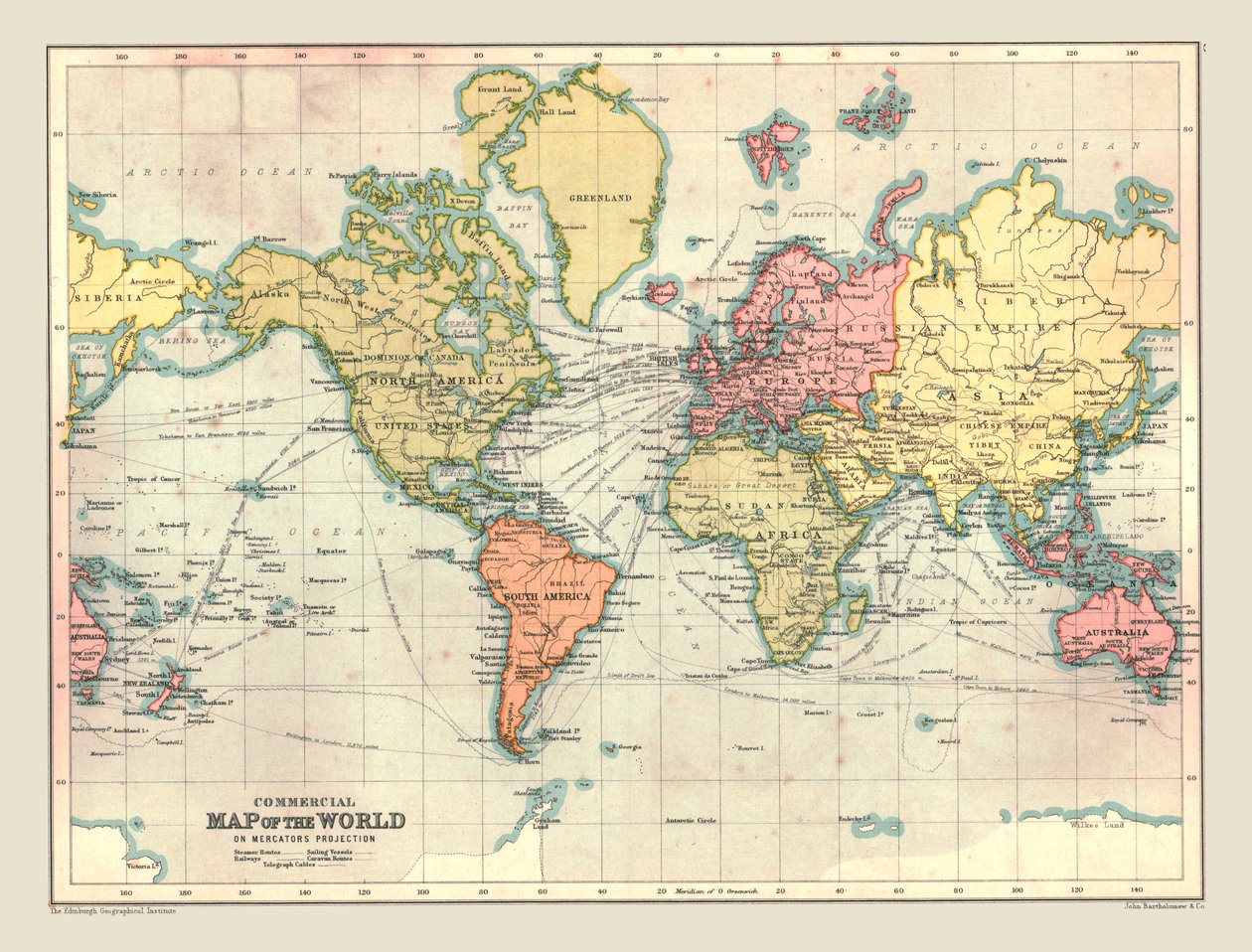 Kommercielt kort over verden, 1902. af Unbekannt