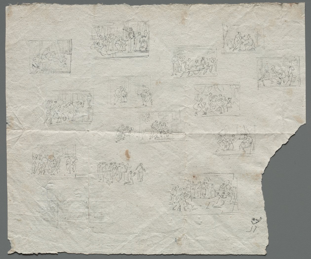 Kompositionsskitser efter Raphael og andre kunstnere recto, ca. 1800. af Unbekannt