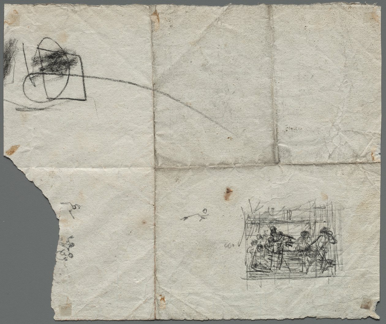 Kompositionsskitser efter Raphael og andre kunstnere på bagsiden, ca. 1800. af Unbekannt