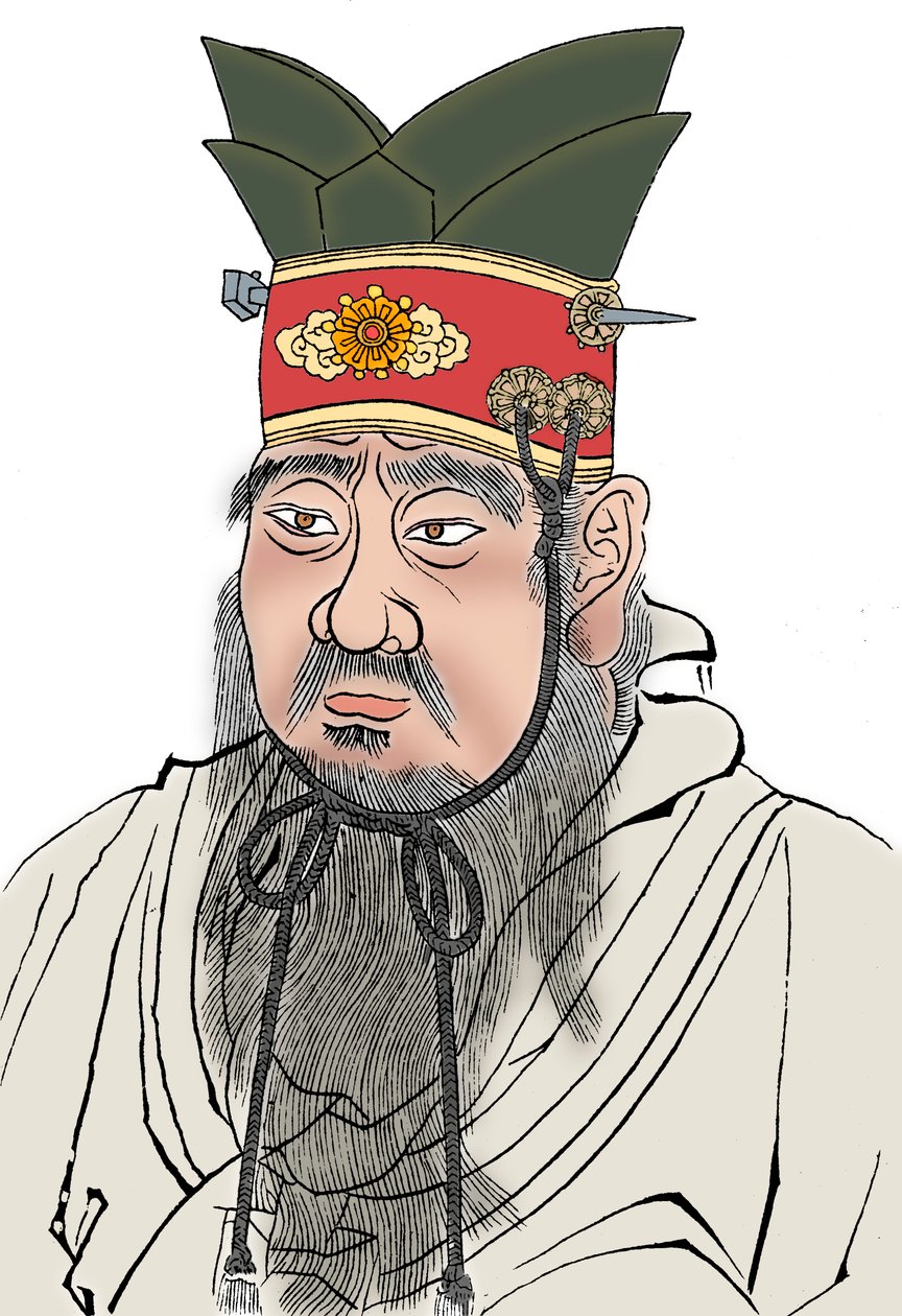Konfucius 551-479 f.Kr., kinesisk filosof. Fra en gnidning af en marmorplade i et konfuciansk tempel af Unbekannt