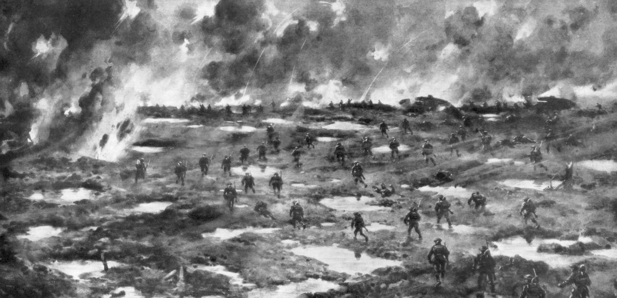 Erobringen af Wytschaete-Messines Ridge, Belgien, Første Verdenskrig, 7. juni 1917 af Unbekannt