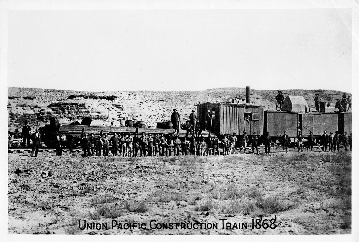 Byggetog på Union Pacific Railroad, USA, 1868 af Unbekannt
