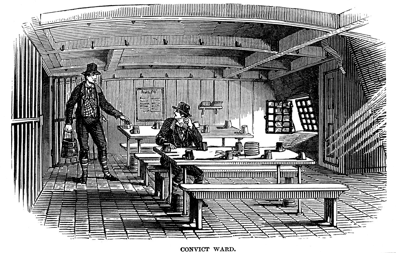 Fængselsafdeling om bord på fængselshulken Warrior i Woolwich, London, 1848 af Unbekannt