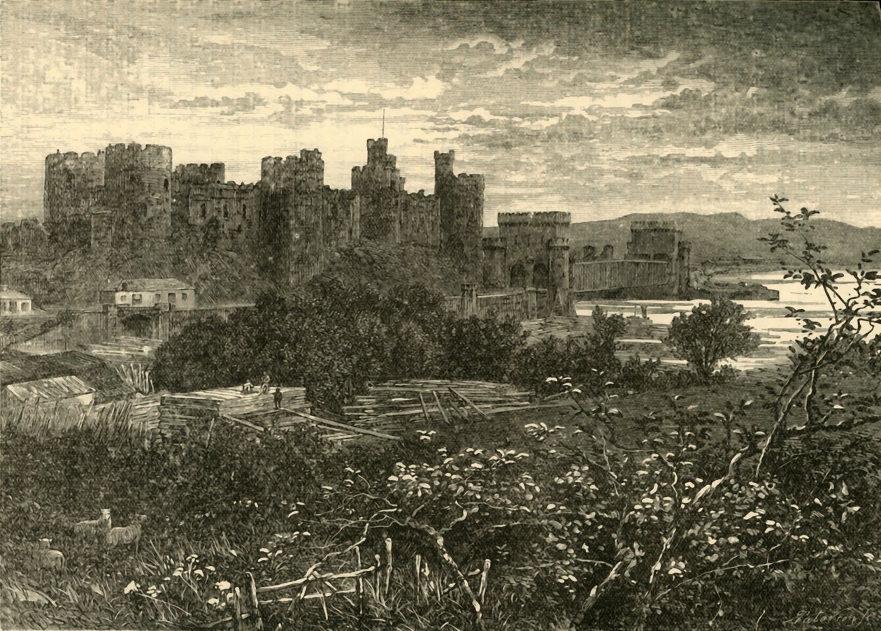Conway Castle, fra vejen til Llanrwst, 1898. af Unbekannt