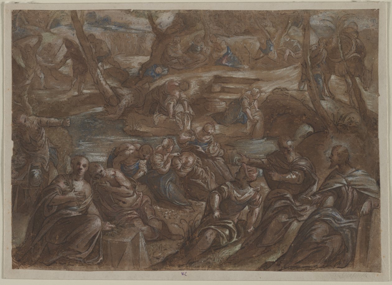 Kopi af Tintorettos Children of Israel Gathering Manna, efter 1594. af Unbekannt