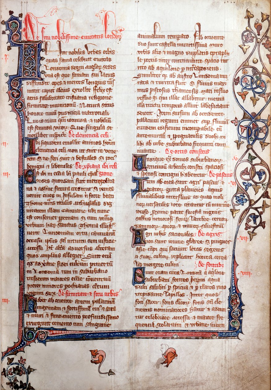 Kopi af William Fitzstephens beskrivelse af London, 1300-tallet af Unbekannt