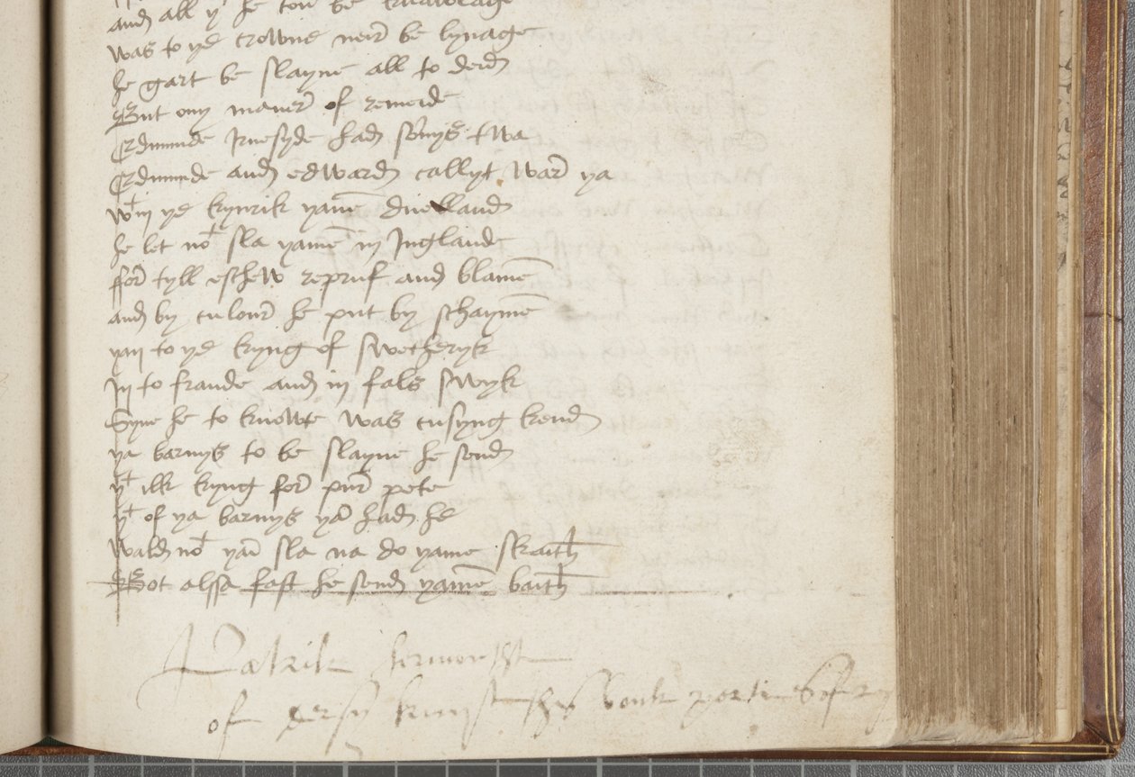 Kopi af Chronicle Andrew af Wyntoun, Fol 224 recto, detalje, ca. 1550 (blæk på papir) af Unbekannt