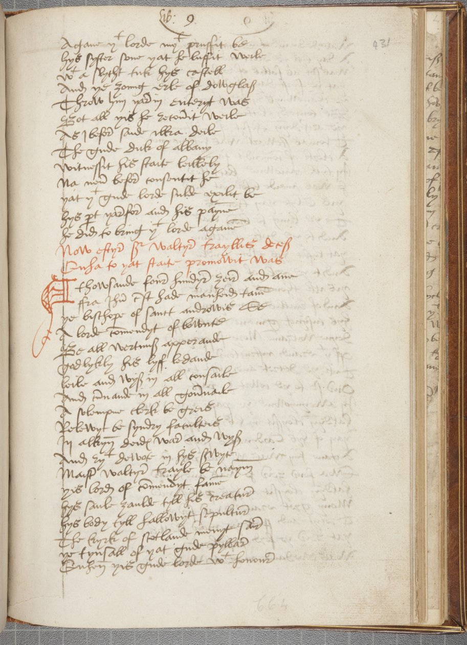 Kopi af Chronicle Andrew af Wyntoun, Fol 431 recto, ca. 1550 (blæk på papir) af Unbekannt