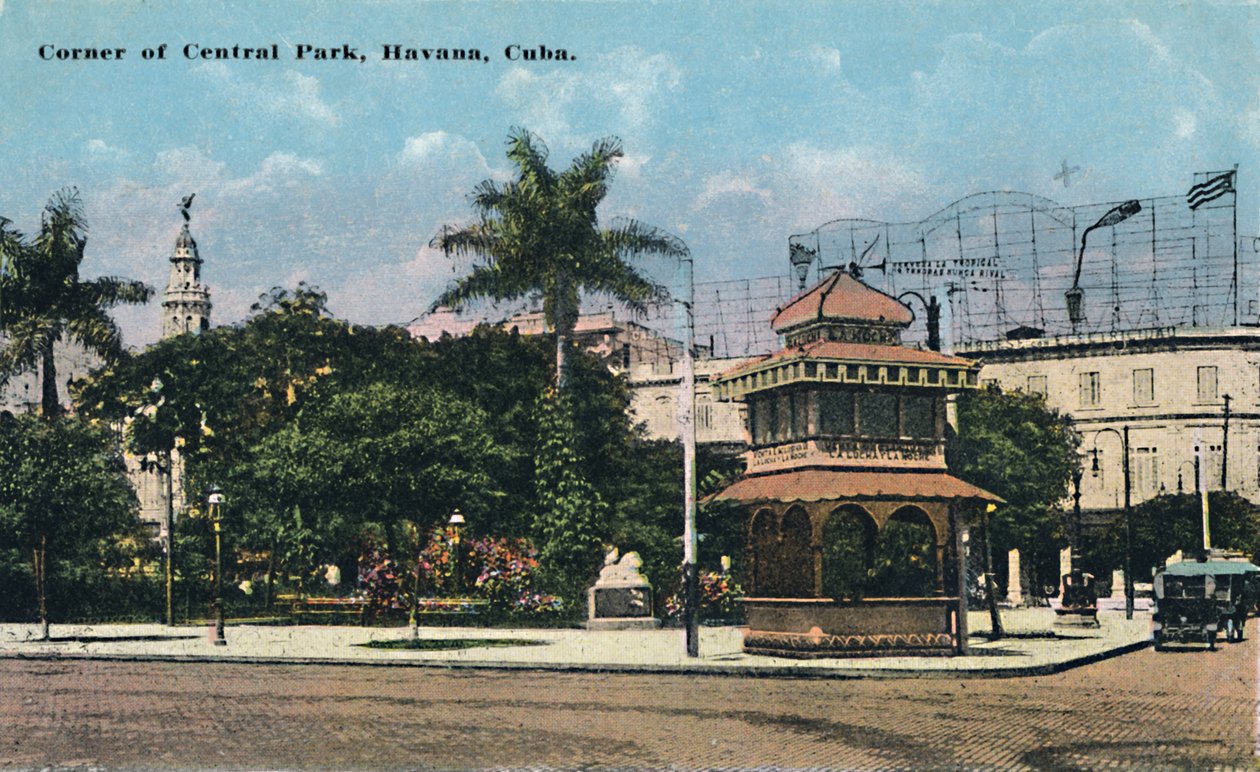 Hjørne af Central Park, Havana, Cuba, c1910. af Unbekannt
