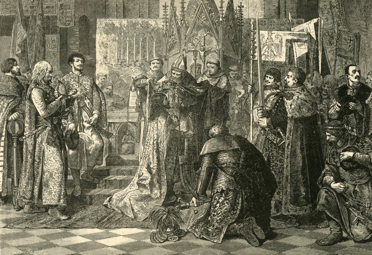 Kroning i Krakow af Ludvig I af Ungarn som konge af Polen, 1370, 1890. af Unbekannt