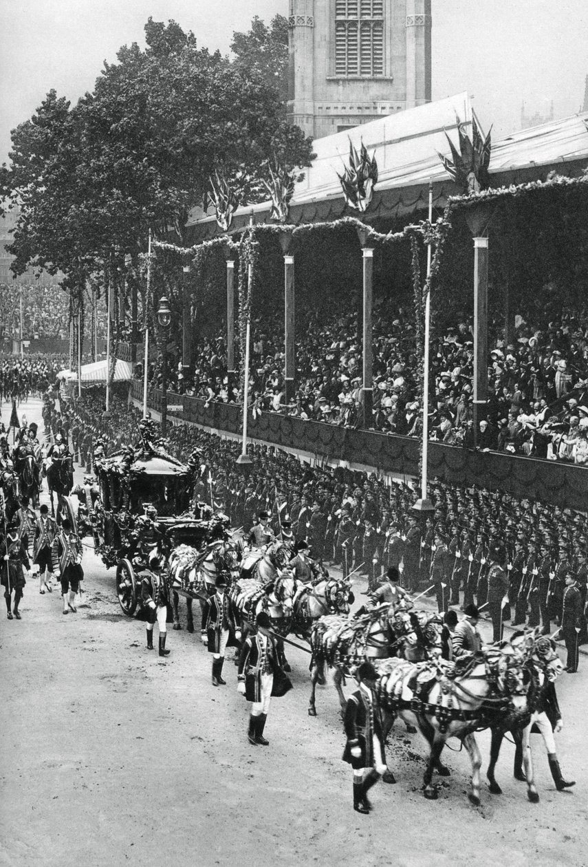 Kroningsoptog af George V og Queen Mary, nær Westminster Abbey, 22. juni 1911, 1937 af Unbekannt
