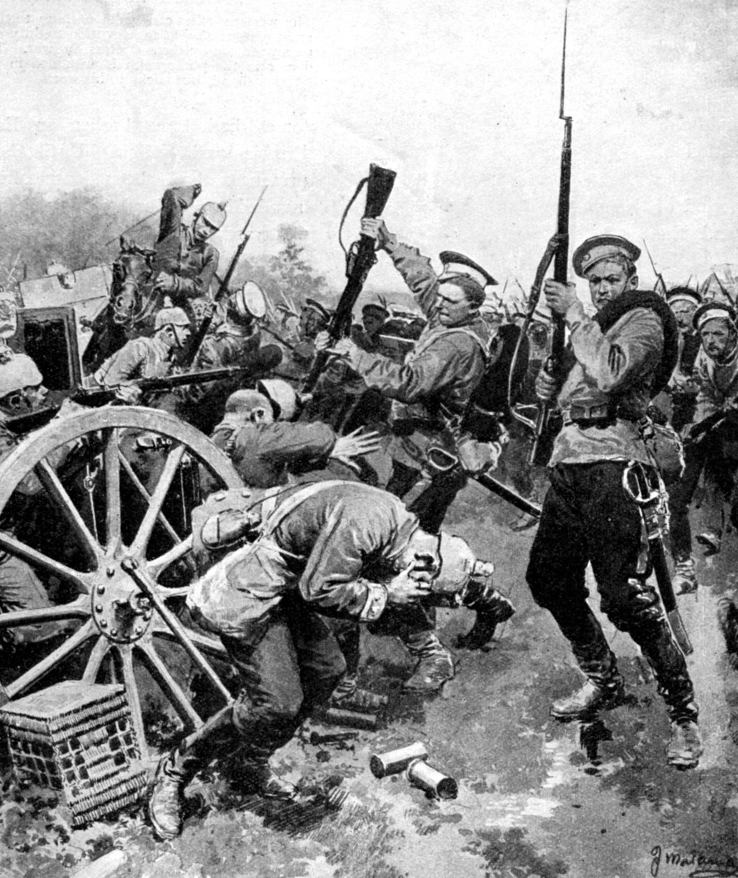 Kosakangreb på tyske tropper, Østpreussen, Første Verdenskrig, 1914 af Unbekannt