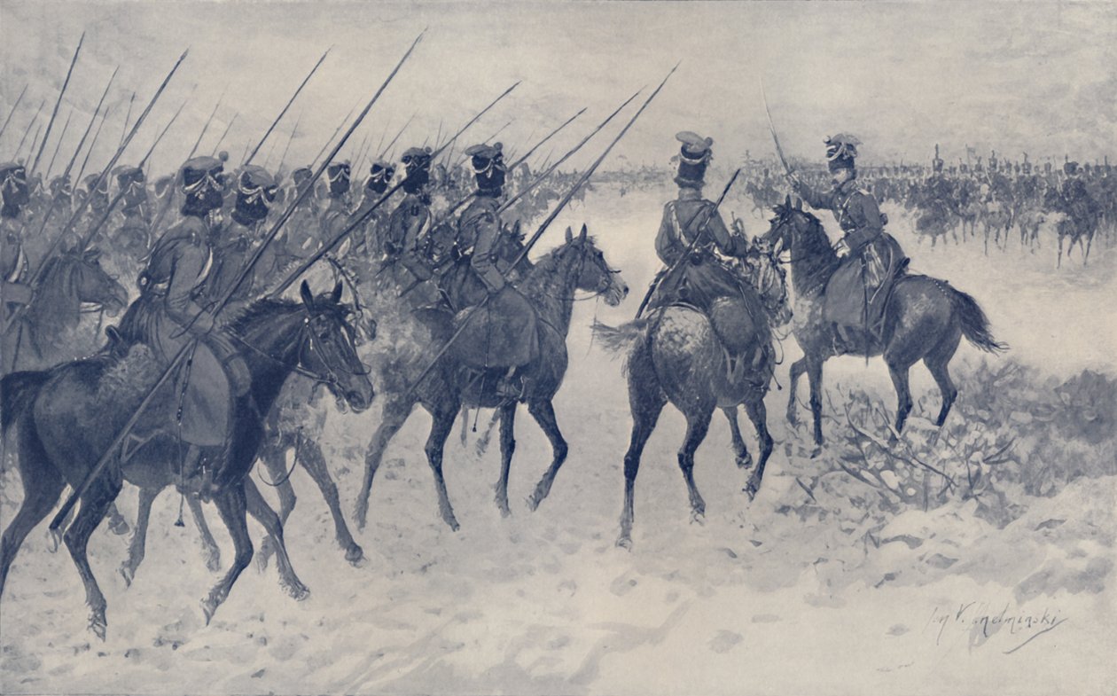 Kosakker venter på et fransk kavaleriangreb, 1812, 1896. af Unbekannt