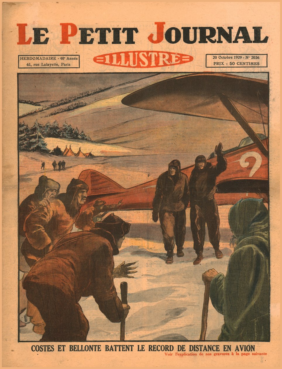 Costes og Bellonte slog flyvedistancerekorden, 1929. af Unbekannt
