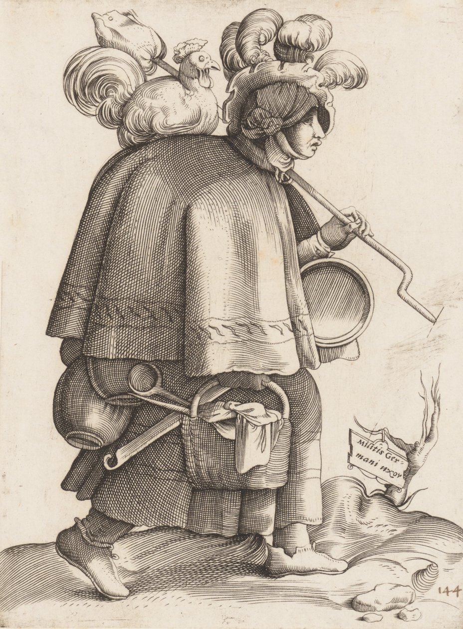 Kostumeplade: Kone til en kriger fra Tyskland, ca. 1558-70. af Unbekannt