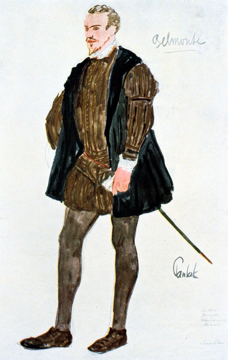 Kostumedesign til Belmonte, c1913 af Unbekannt