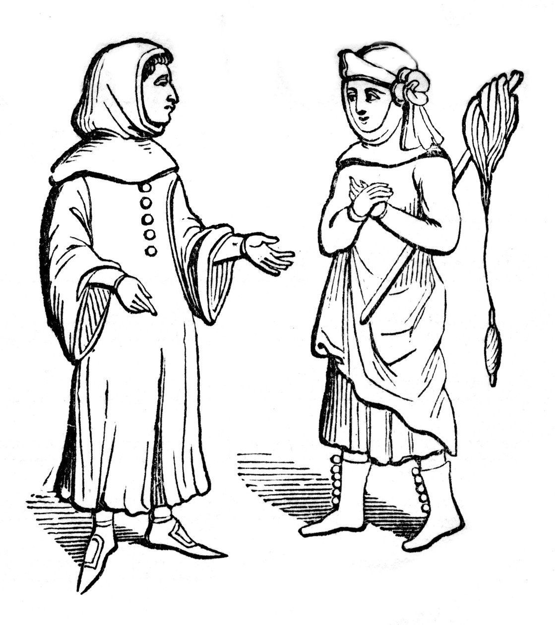 Almindelighedens kostume, 1300-tallet, 1910 af Unbekannt