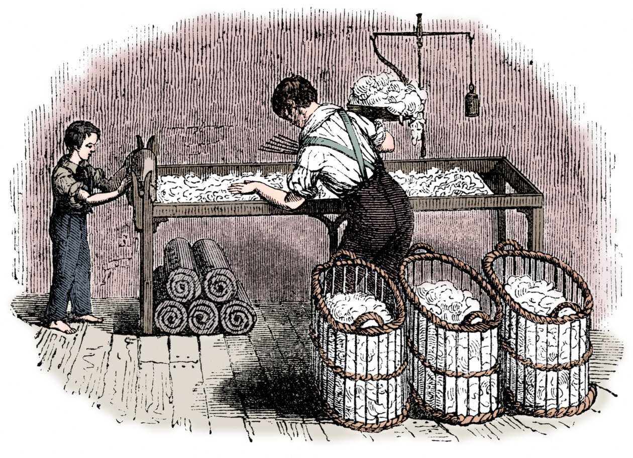 Bomuldsfremstilling, c1845 af Unbekannt