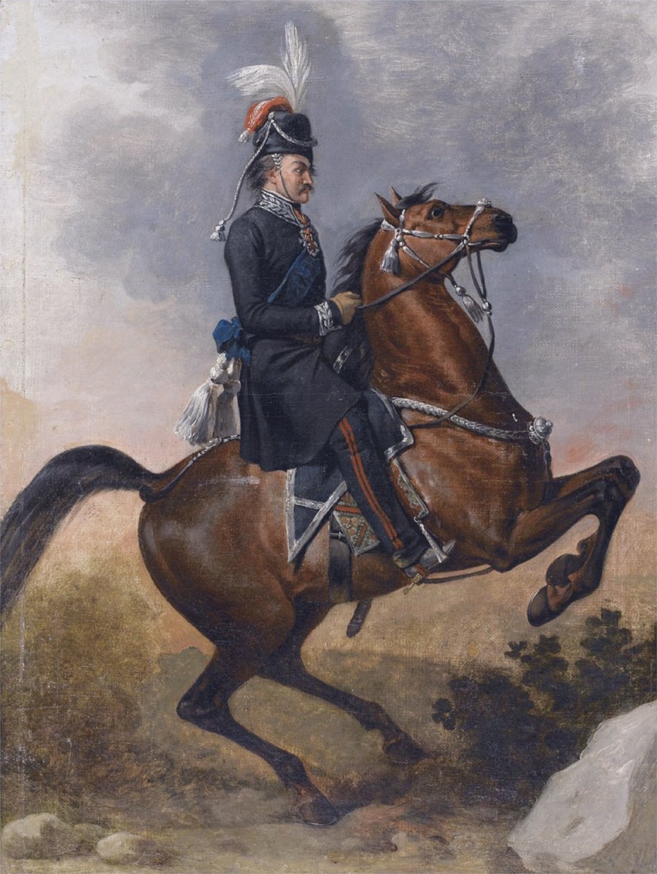 Grev Matvei Ivanovich Platov 1757-1818 til hest, 1800-tallet af Unbekannt