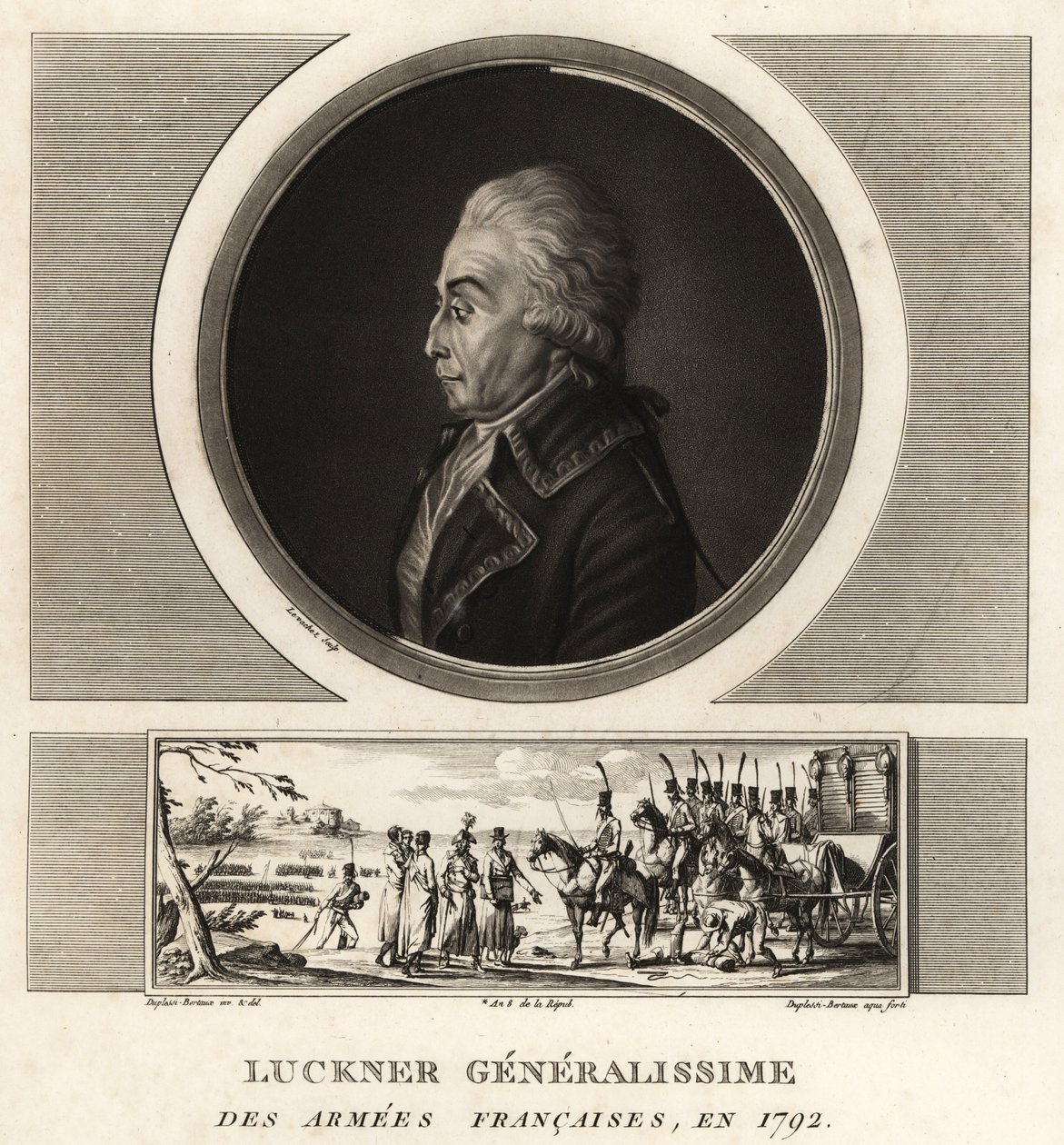 Grev Nicolas Luckner, fransk revolutionær general, Generalissime des Armees Francaises, henrettet i 1794 af Unbekannt