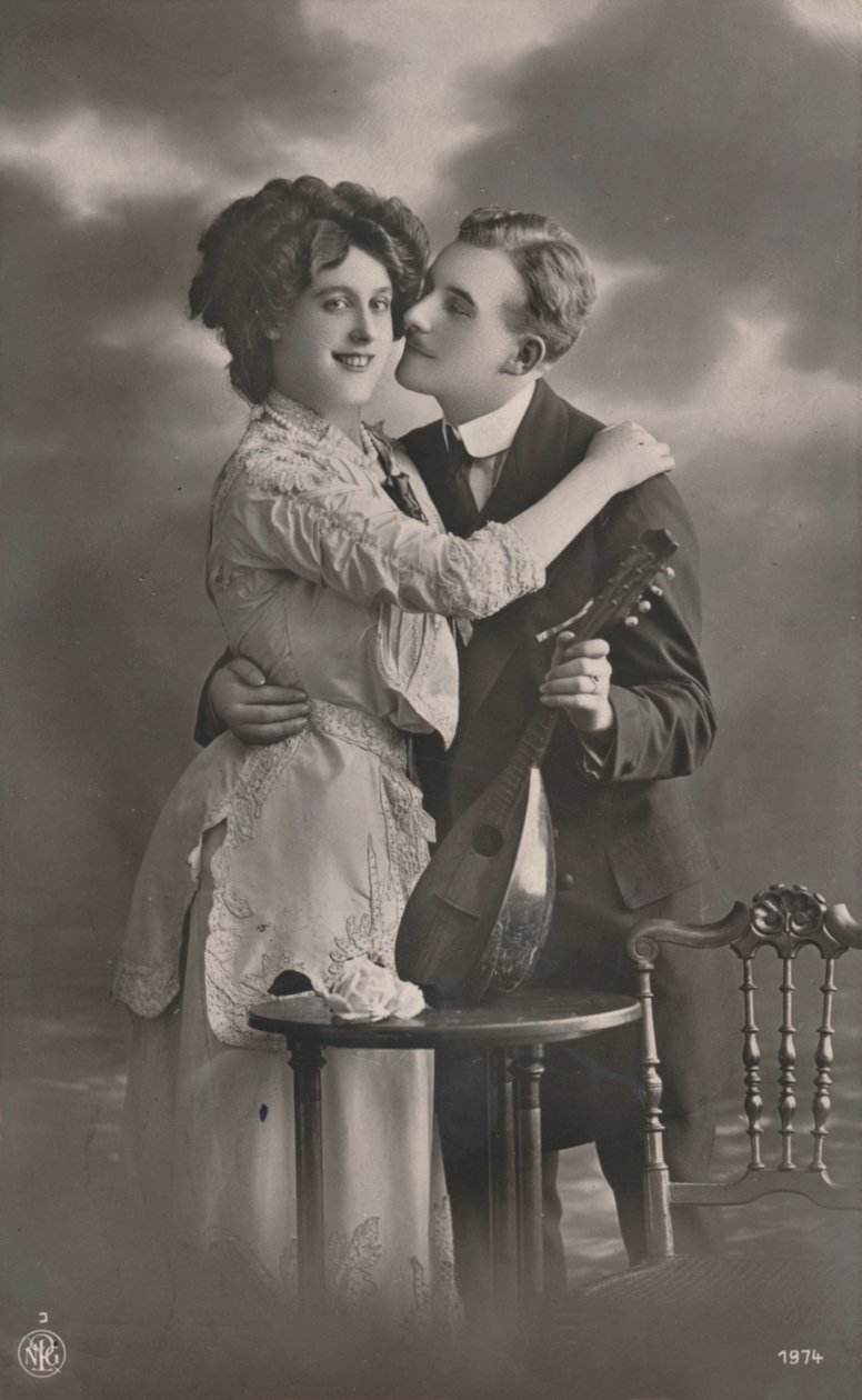 Par med mandolin, c1910 af Unbekannt