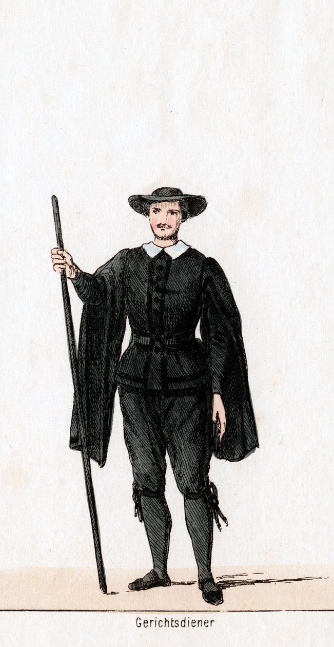 Hofbetjent, kostumedesign til Shakespeares skuespil, Henry VIII, 1800-tallet af Unbekannt