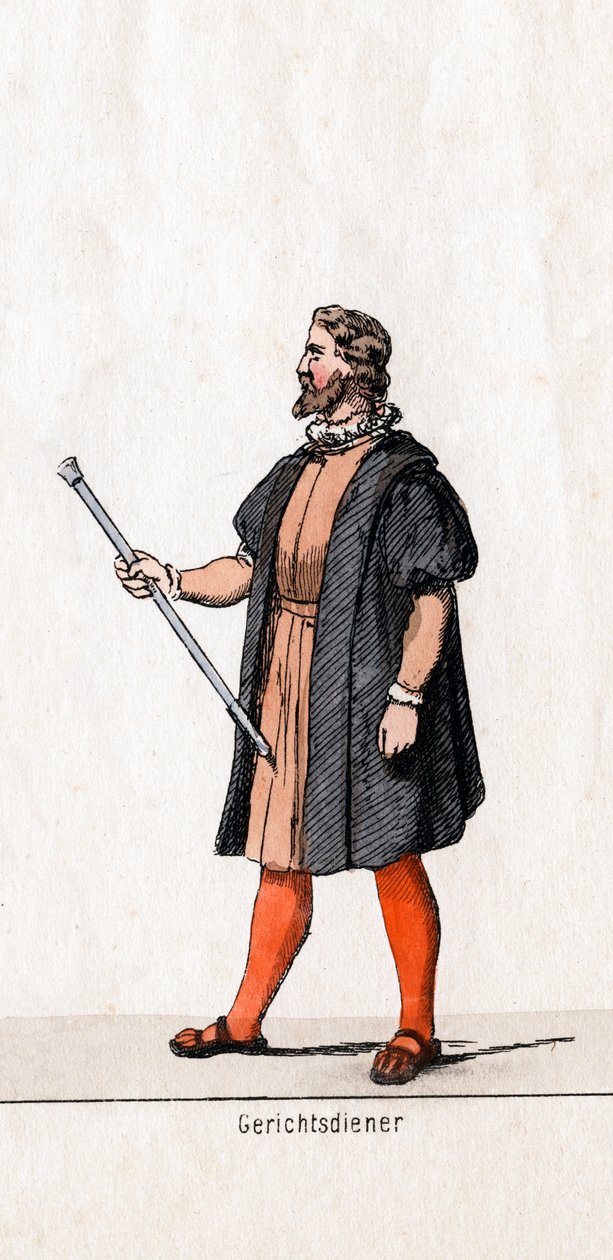 Court usher kostumedesign til Shakespeares skuespil, Henry VIII, 1800-tallet af Unbekannt