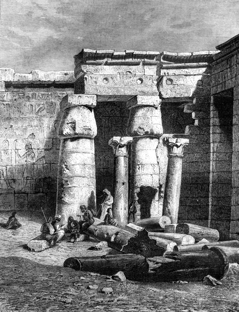 Domstol med rester af en kristen kirke, Medinet-Habou, 1881 af Unbekannt