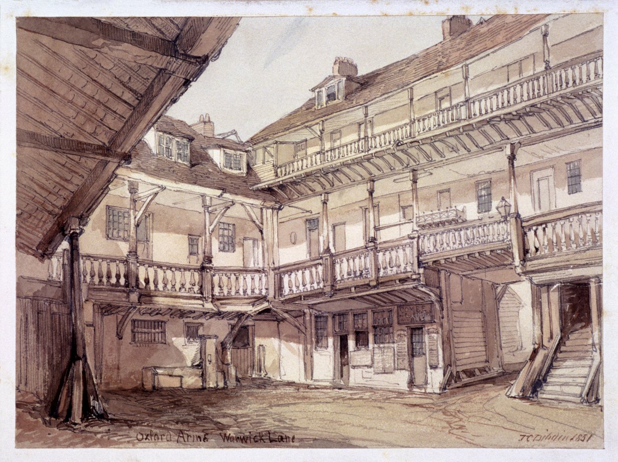 Courtyard of the Oxford Arms Inn, Warwick Lane, London, 1851 af Unbekannt