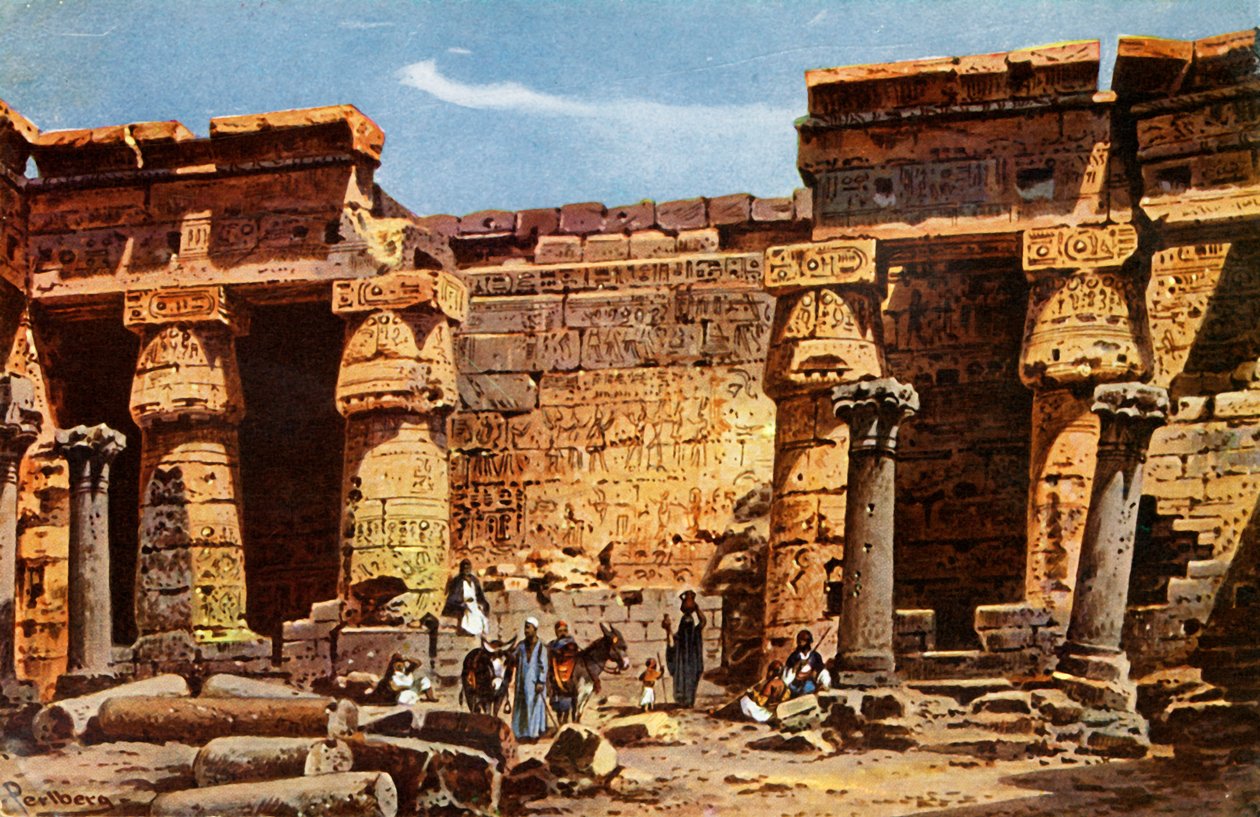 Gården til templet i Medinet Hobou, c1918-c1939. af Unbekannt