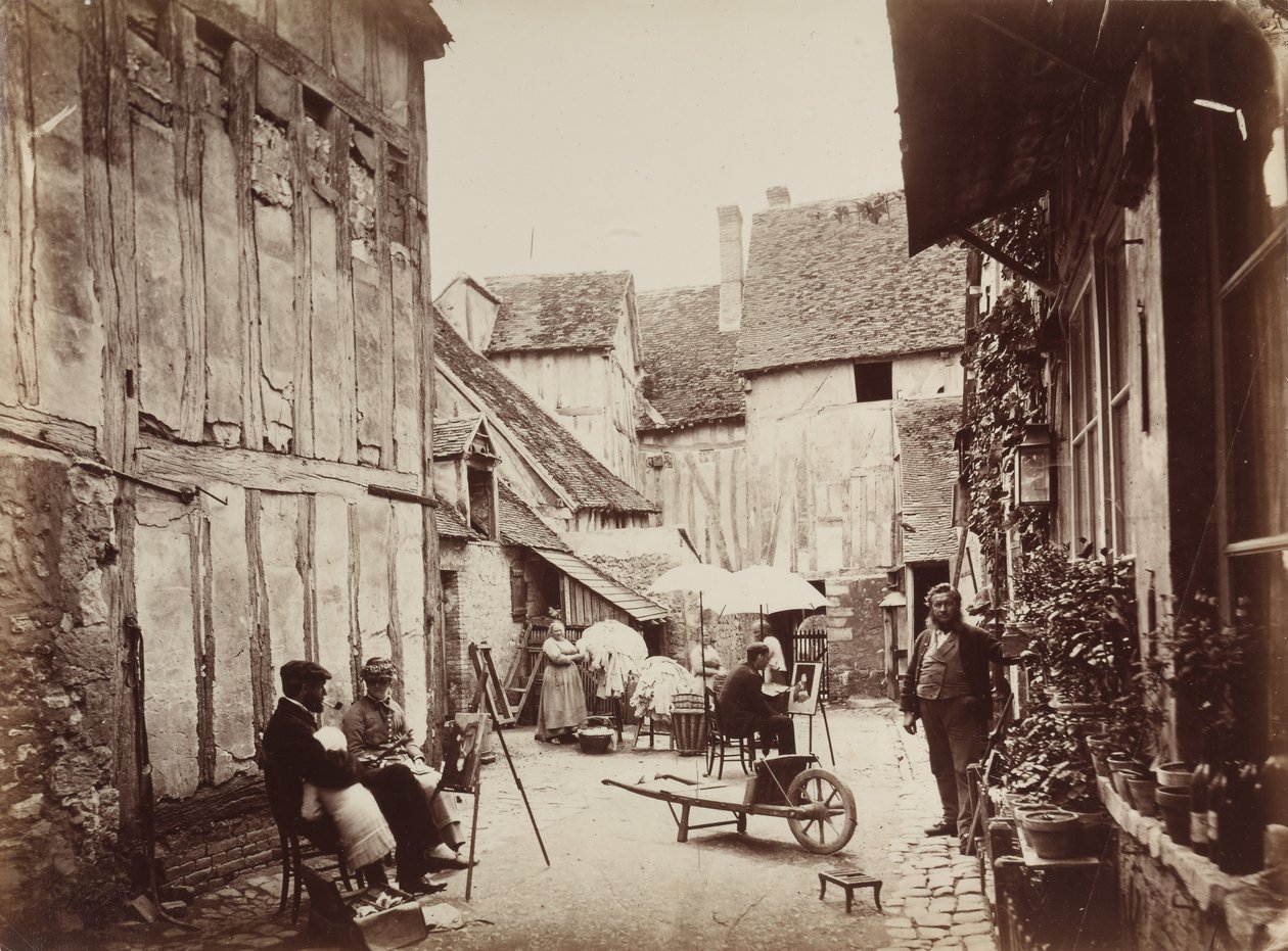 Gårdhave med malere, slutningen af 1860