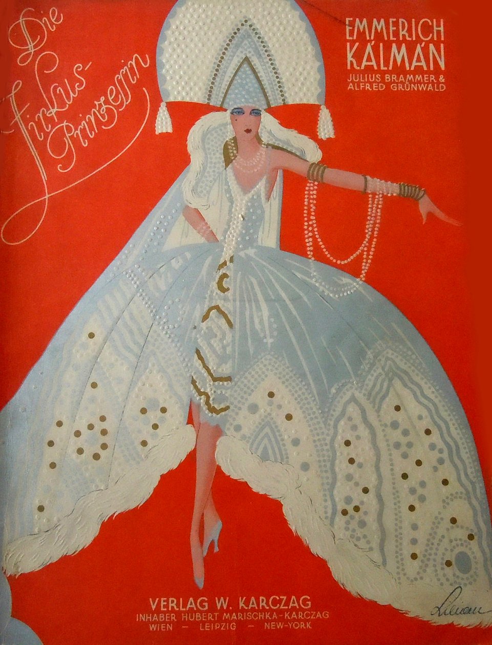 Cover til det originale klaverpartitur af Cirkusprinsessen af Emmerich Kalman, 1926. af Unbekannt