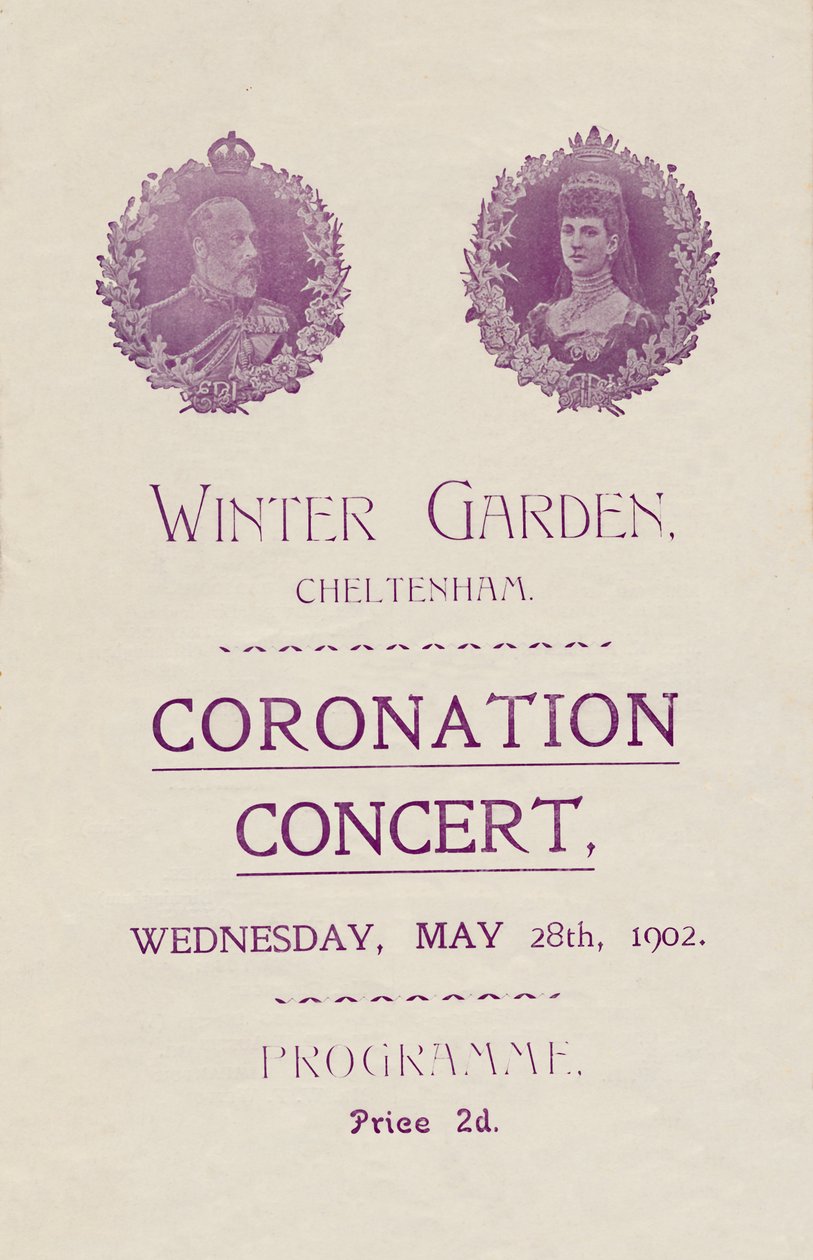 Forside af program til en kroningskoncert i Winter Garden, Cheltenham, 1902. af Unbekannt