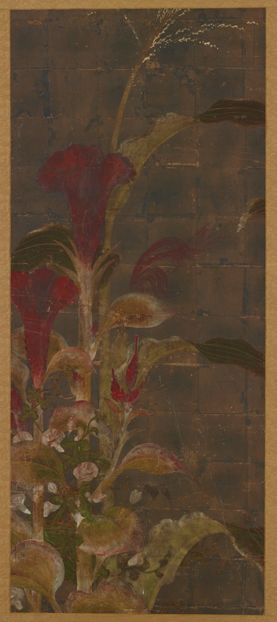 Coxcombs, majs og morgenherligheder, Momoyama-perioden, 1568-1615. af Unbekannt