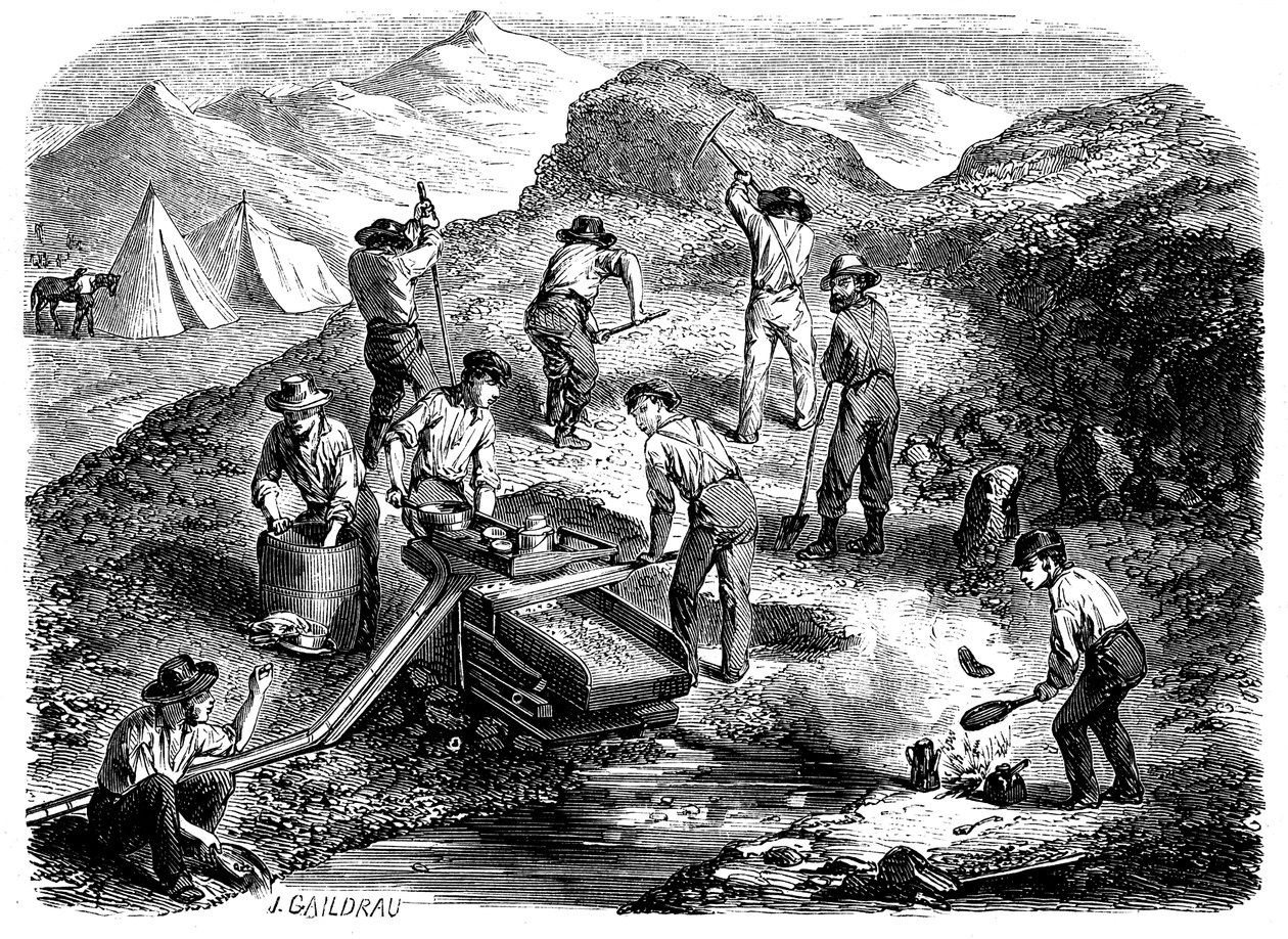 Vugger efter guld i de californiske guldfelter, 1849 af Unbekannt