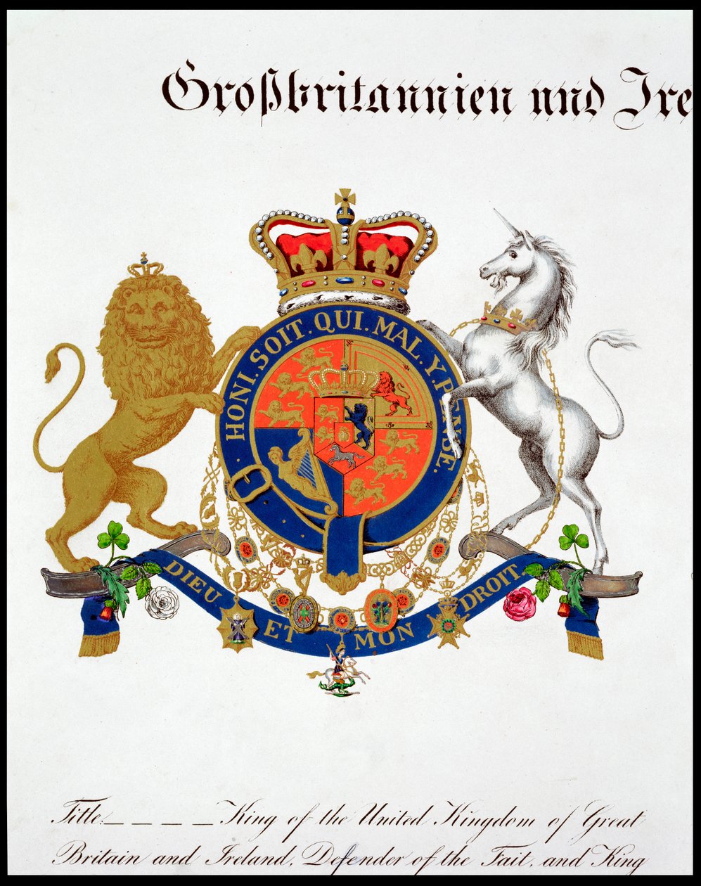 Crest of the King of the United Kingdom of Great Britain and Irland og Hannover, 1800-tallet af Unbekannt