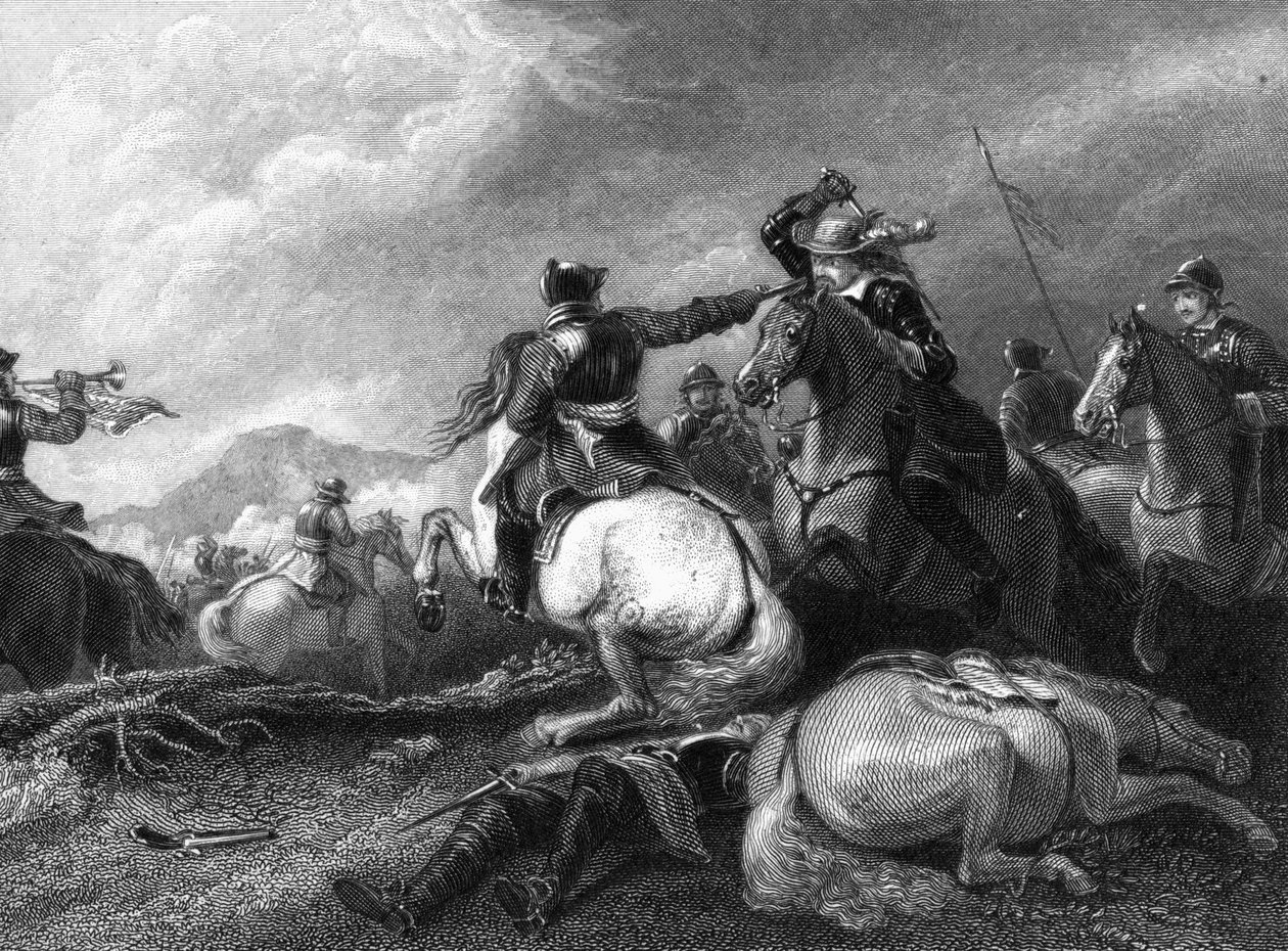 Cromwell ved slaget ved Marston Moor, 2. juli 1644, 1800-tallet af Unbekannt