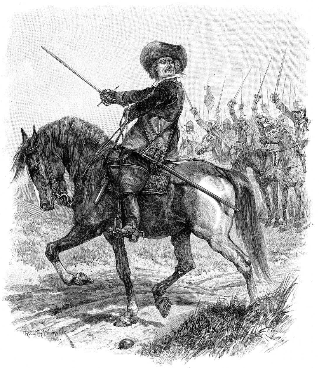Cromwell i slaget ved Marston Moor, 2. juli 1644, 1800-tallet af Unbekannt