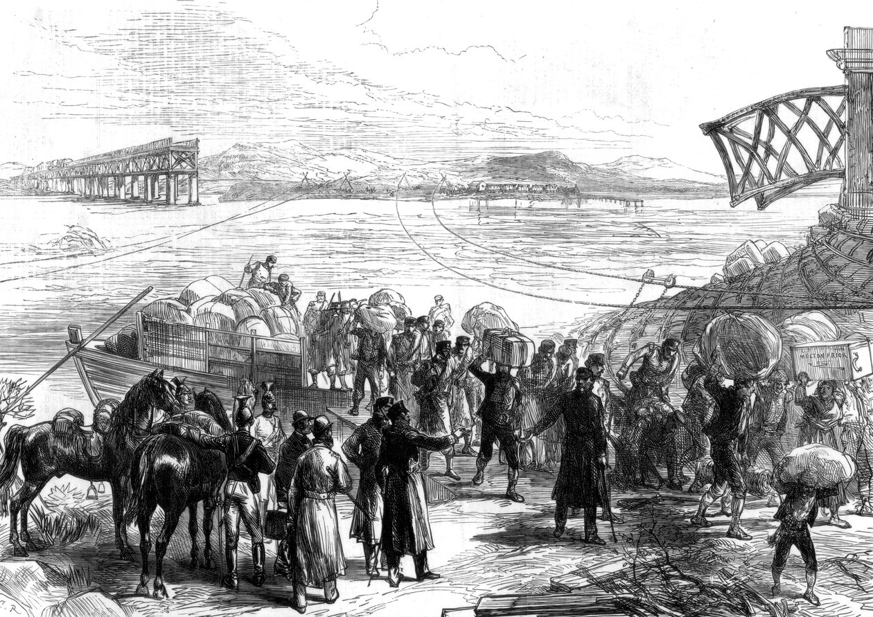 Krydser Ebro ved Castijon, Krig i Spanien, 1875 af Unbekannt