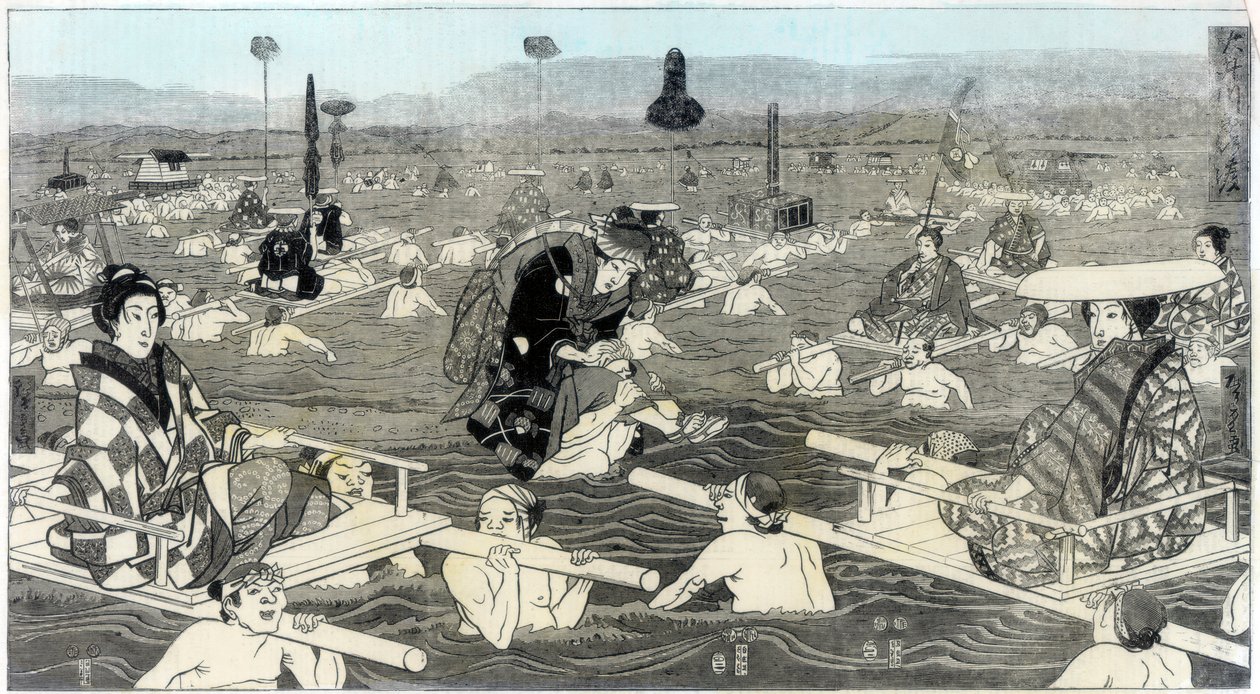 Krydser Oho-e-ga-wa, i provinsen Suraga, 1856 af Unbekannt