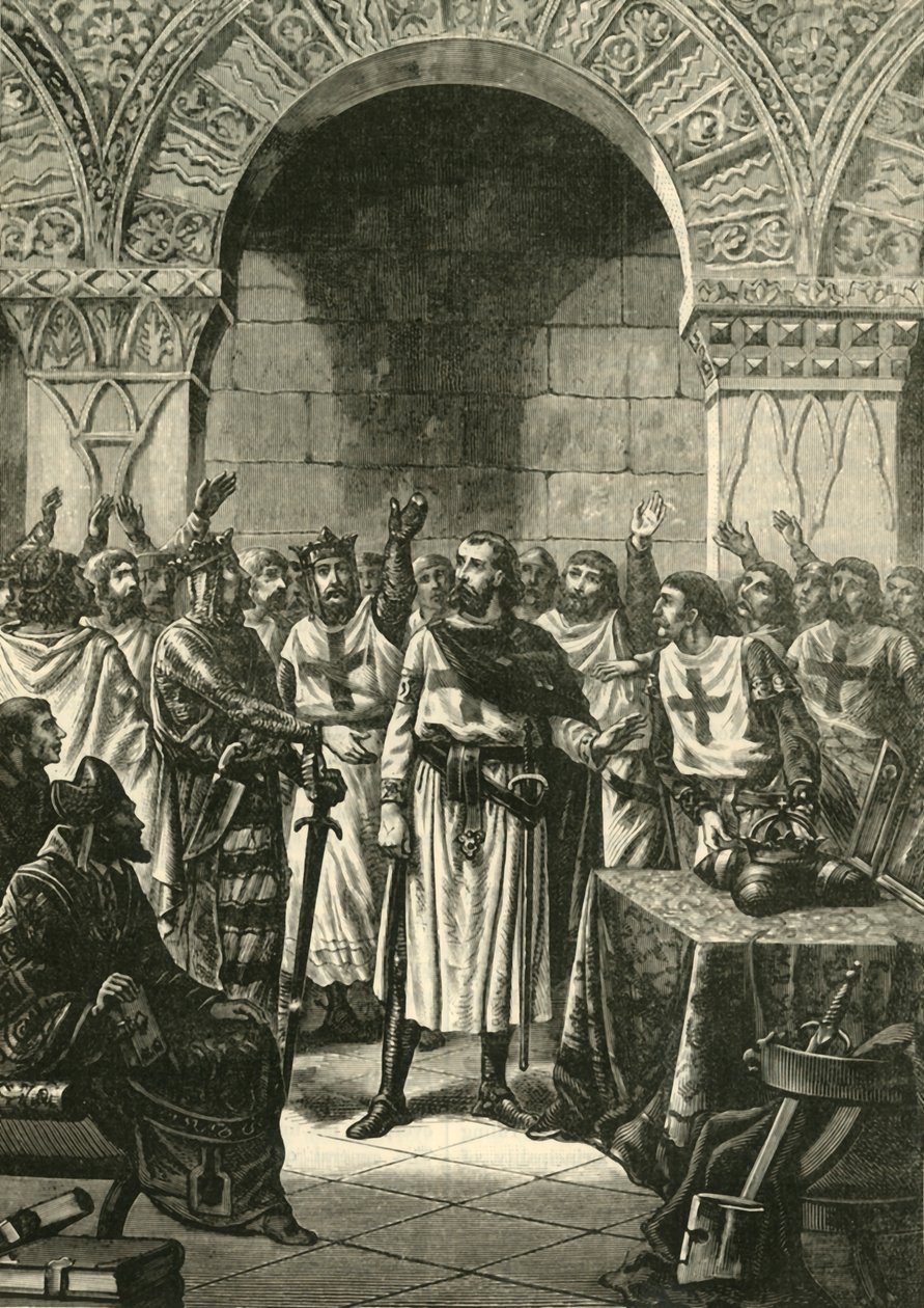 Korsfarere proklamerer Godfrey af Bouillon til konge af Jerusalem, 1890. af Unbekannt