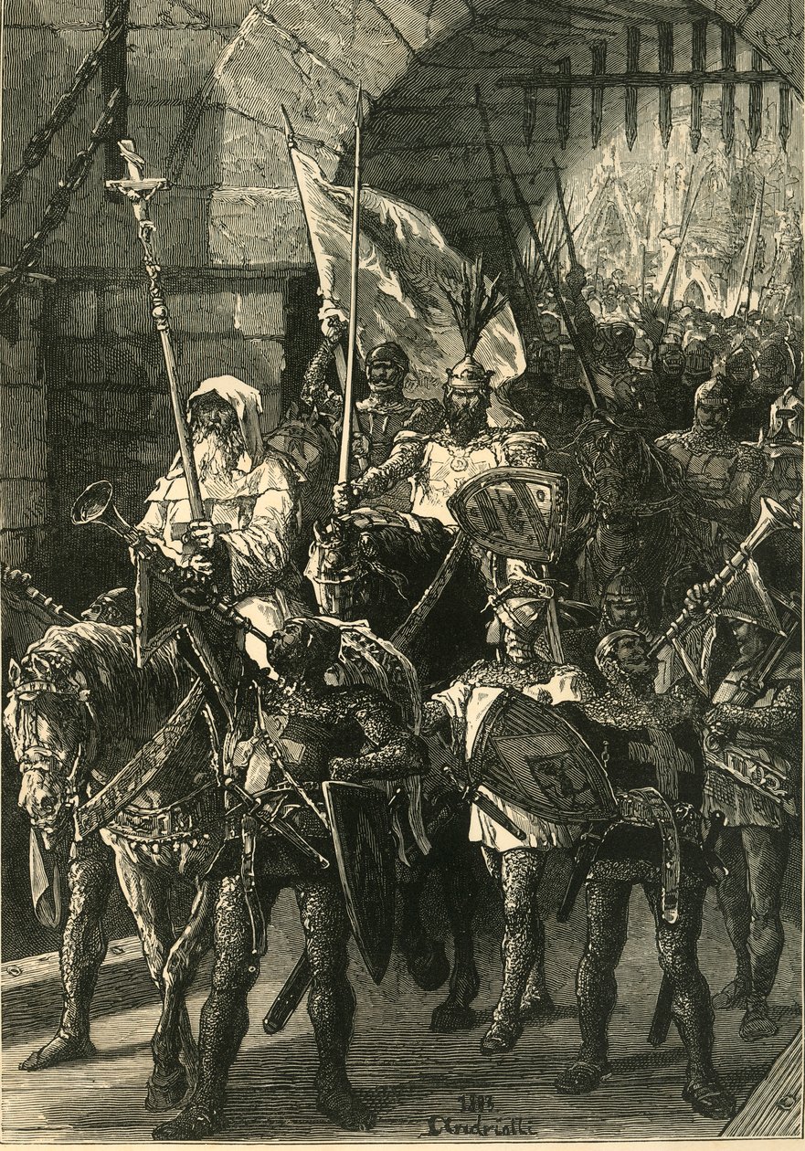 Korsfarere i marts, c1100-tallet, 1890. af Unbekannt