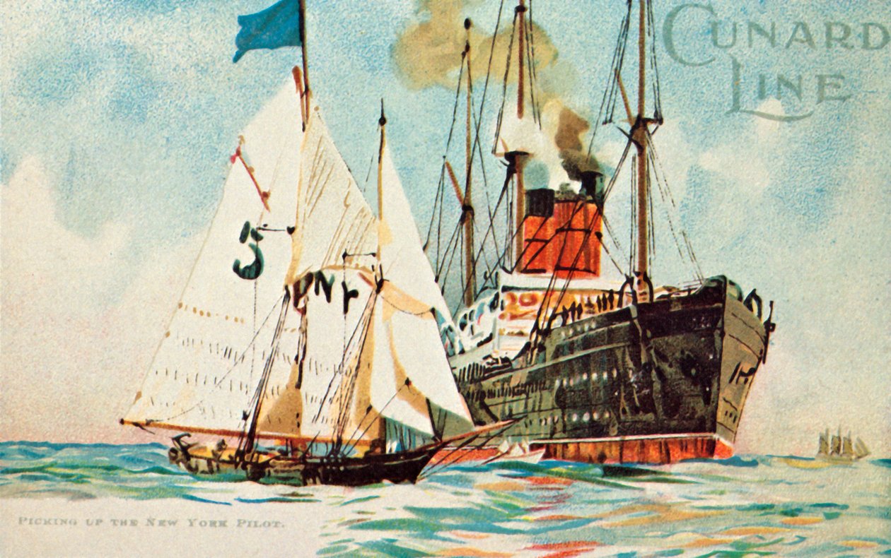 Cunard Line - Picking Up the New York Pilot, c1904. af Unbekannt