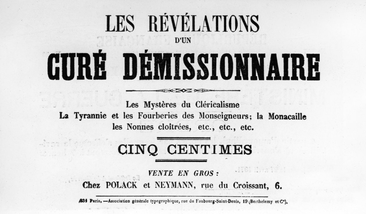 Cure Demissionnaire, fra franske politiske plakater af Pariserkommunen, maj 1871 af Unbekannt