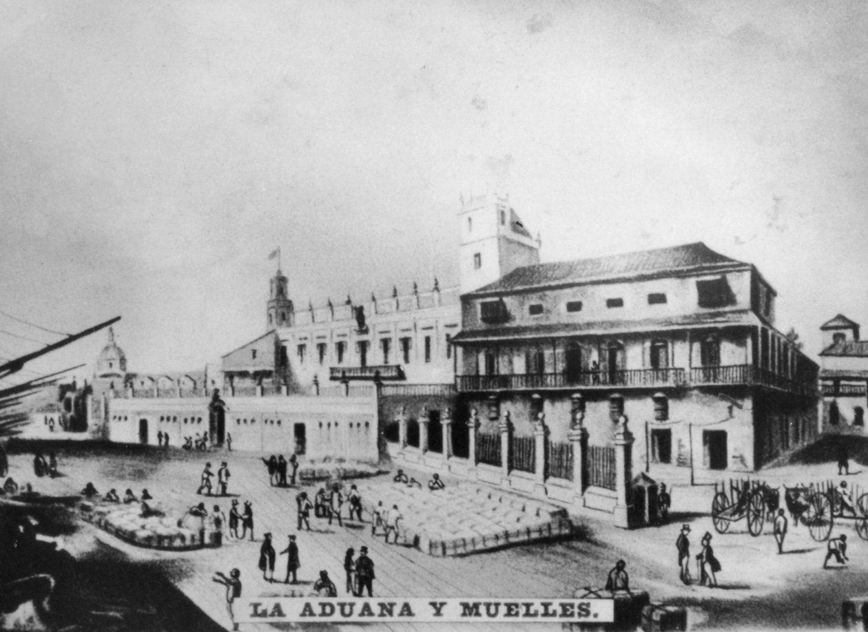 Toldhus og kajer, Havana, Cuba, 1841, [c1910] af Unbekannt