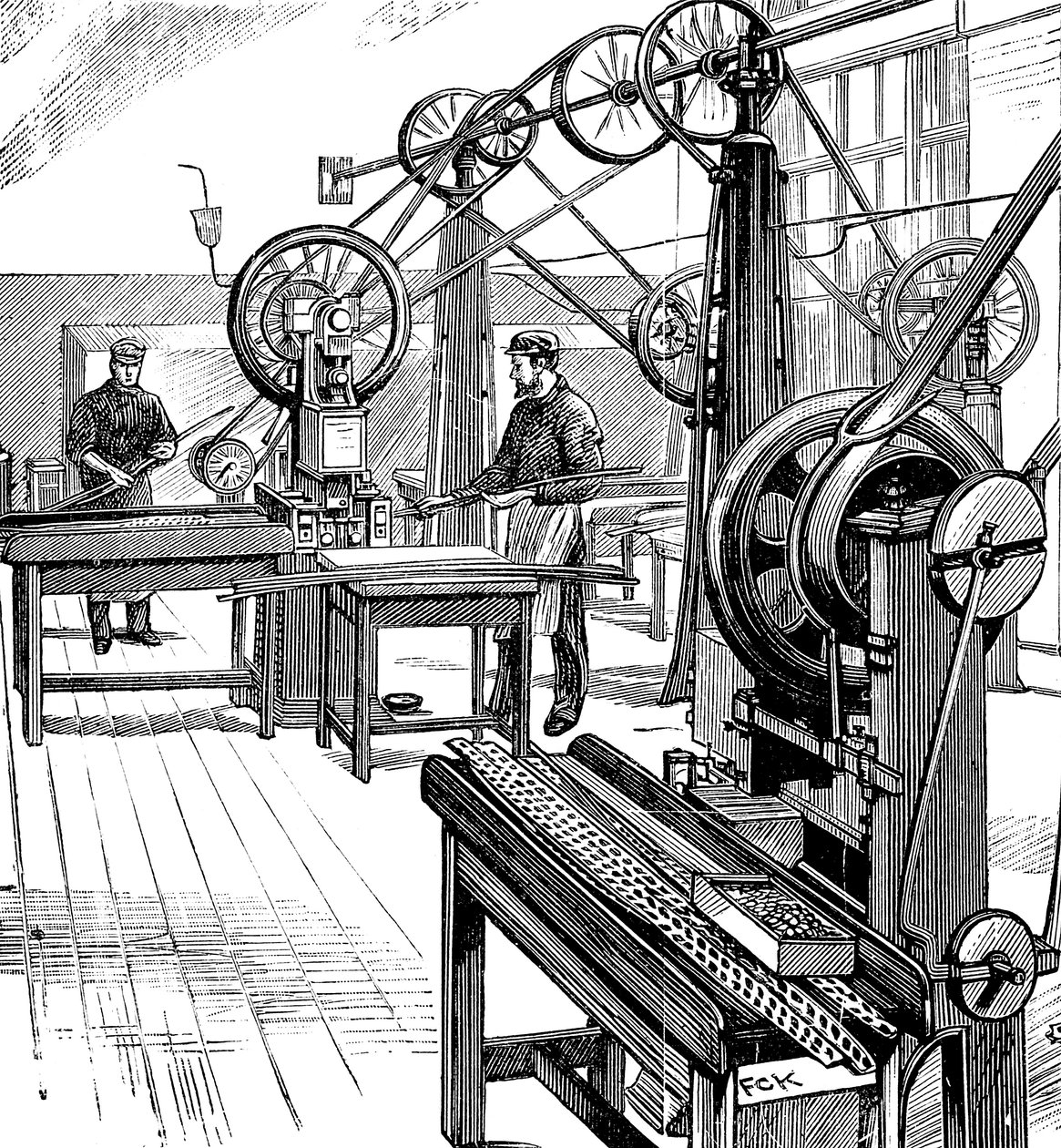 Skæring af møntemner fra metalstrimler, Royal Mint, London, 1897 af Unbekannt
