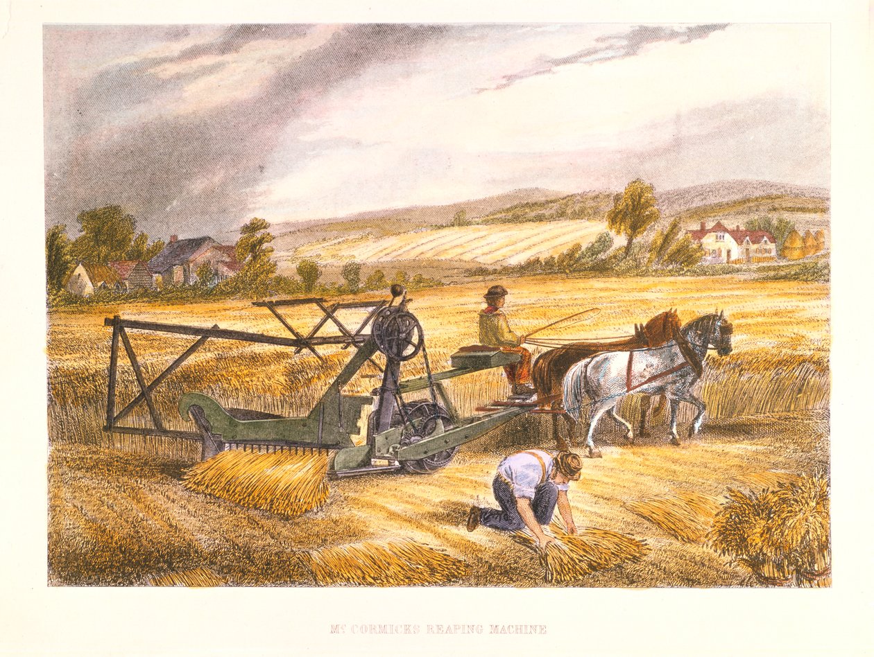 Cyrus McCormicks høstmaskine fra 1831 patenteret 1834, c1851. af Unbekannt