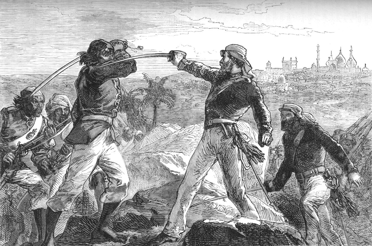 Daly and I Drew Our Swords, and Rushed Up The Rocks, c1880 af Unbekannt