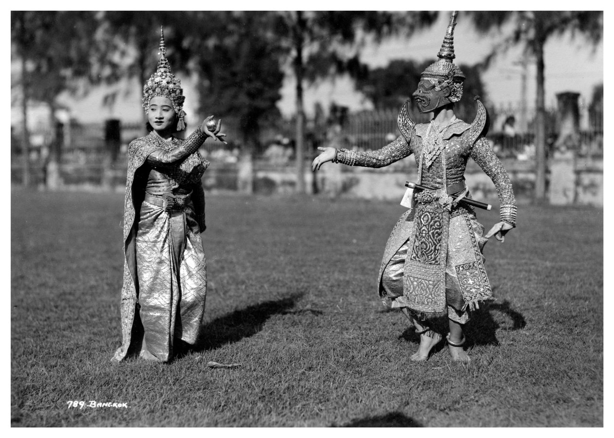 Dansere i traditionel kjole, Bangkok, Thailand, begyndelsen af det 20. århundrede af Unbekannt